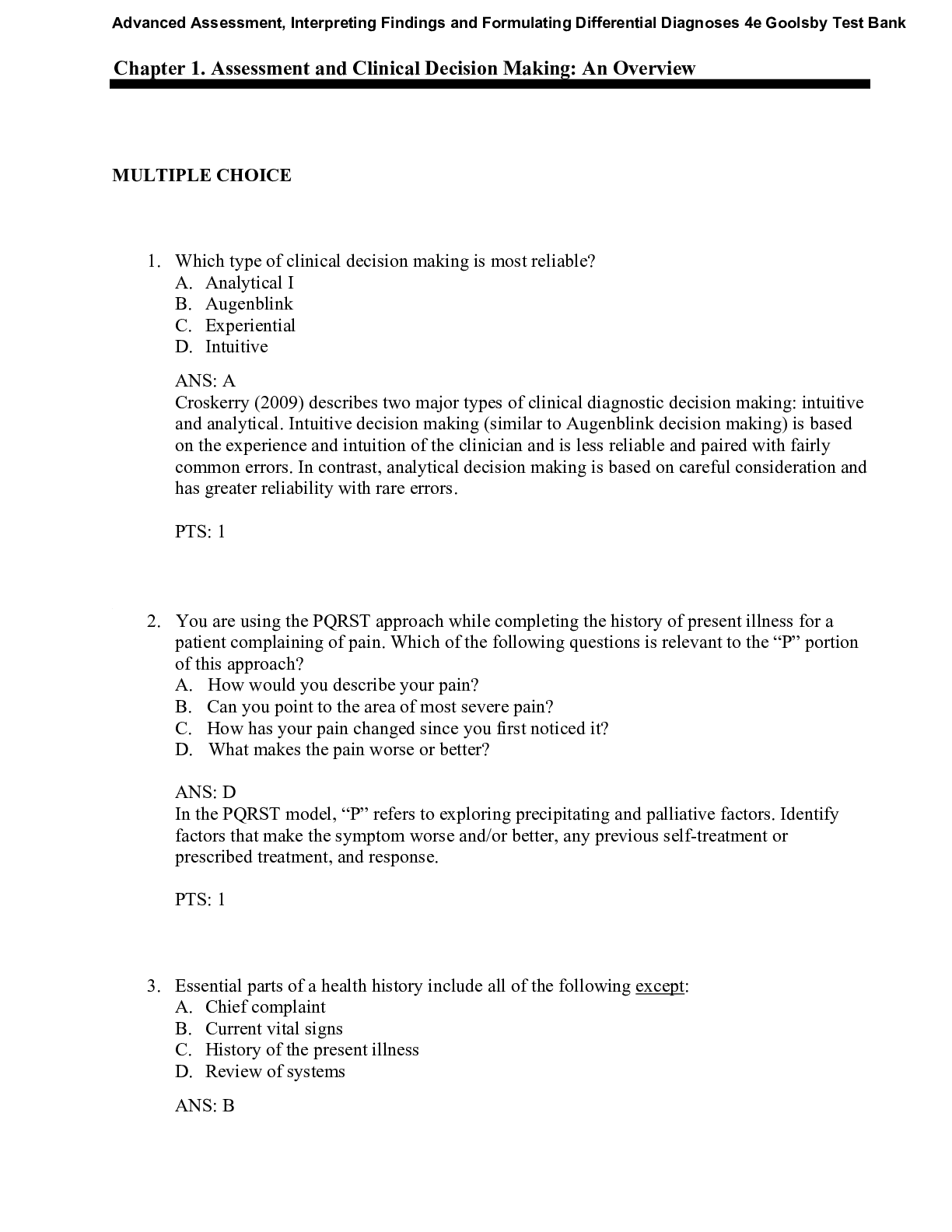 Preview image for Test Bank For Advanced Assessment, Interpreting Findings and Formulating Differential Diagnoses 4th Edition by Mary Jo Goolsby